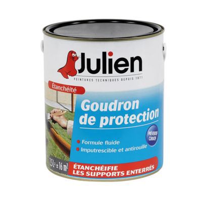 Goudron de protection extérieur pour bois et métaux ferreux Julien noir satiné 2,5L