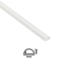 Goulotte décorative demi-ronde blanche auto-adhésive D-Line 16 x 8 mm, 1 m