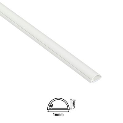 Goulotte décorative demi-ronde blanche auto-adhésive D-Line 16 x 8 mm, 1 m