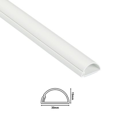 Goulotte décorative demi-ronde blanche auto-adhésive D-Line 30 x 15 mm, 1 m