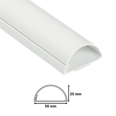 Goulotte décorative demi-ronde blanche auto-adhésive D-Line 50 x 25 mm, 1 m