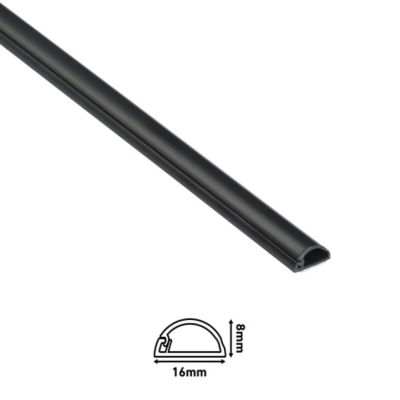 Goulotte décorative demi-ronde noire auto-adhésive D-Line 16 x 8 mm, 1 m