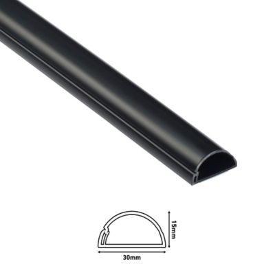 Goulotte décorative demi-ronde noire auto-adhésive D-Line 30 x 15 mm, 1 m