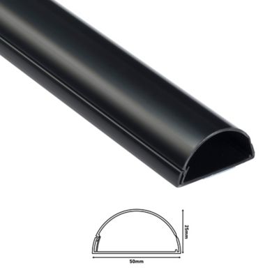 Goulotte décorative demi-ronde noire auto-adhésive D-Line 50 x 25 mm, 1 m