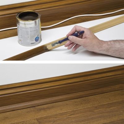 Goulotte décorative quart de cercle effet bois vernis auto-adhésive D-Line 22x22mm, 2m