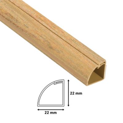 Goulotte décorative quart de cercle effet bois vernis auto-adhésive D-Line 22x22mm, 2m