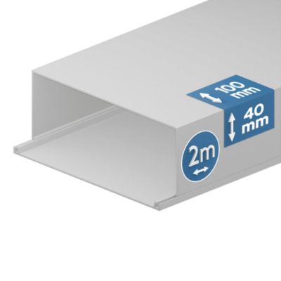 Goulotte électrique PVC 100x40 mm 2 m blanche EDO