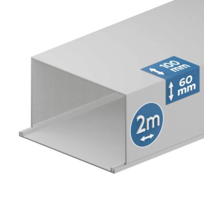 Goulotte électrique PVC 100x60 mm 2 m blanche EDO