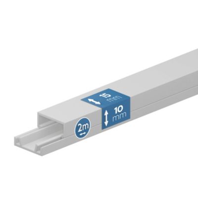 Goulotte électrique PVC 15x10 mm 2 m blanche EDO