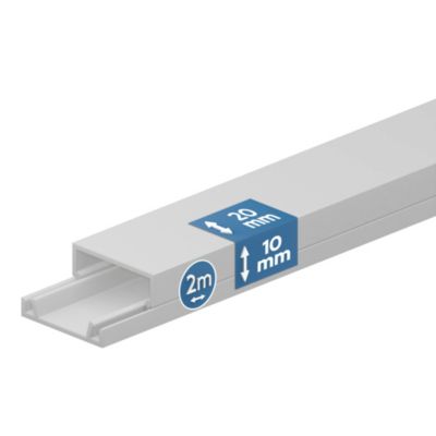 Goulotte électrique PVC 20x10 mm 2 m blanche EDO