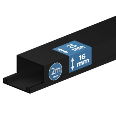 Goulotte électrique PVC 25x16 mm 2 m anthracite EDO