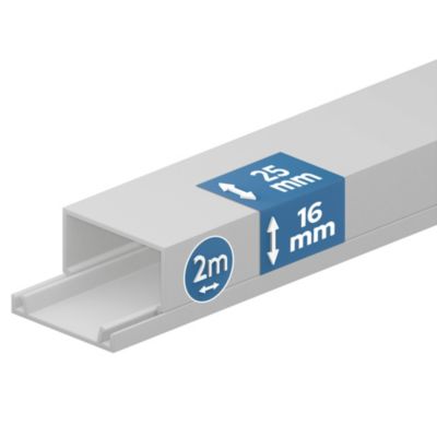 Goulotte électrique PVC 25x16 mm 2 m blanche EDO