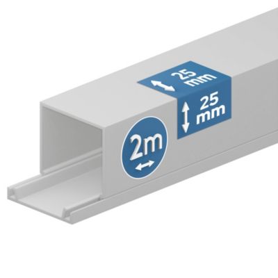 Goulotte électrique PVC 25x25 mm 2 m blanche EDO