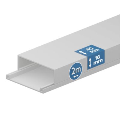 Goulotte électrique PVC 40x16 mm 2 m blanche EDO