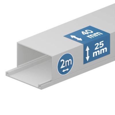 Goulotte électrique PVC 40x25 mm 2 m blanche EDO