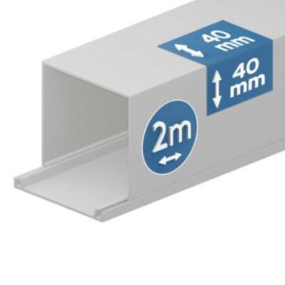 Goulotte électrique PVC 40x40 mm 2 m blanche EDO