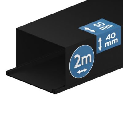 Goulotte électrique PVC 60x40 mm 2 m anthracite EDO