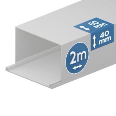 Goulotte électrique PVC 60x40 mm 2 m blanche EDO