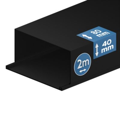 Goulotte électrique PVC 80x40 mm 2 m anthracite EDO