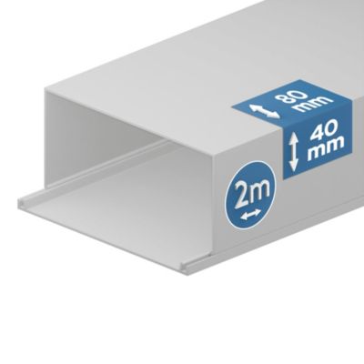 Goulotte électrique PVC 80x40 mm 2 m blanche EDO
