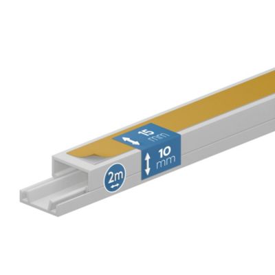 Goulotte électrique PVC autoadhésive 15x10 mm 2 m blanche EDO