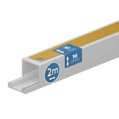 Goulotte électrique PVC autoadhésive 16x16 mm 2 m blanche EDO