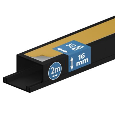 Goulotte électrique PVC autoadhésive 25x16 mm 2 m anthracite EDO
