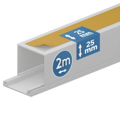 Goulotte électrique PVC autoadhésive 25x25 mm 2 m blanche EDO