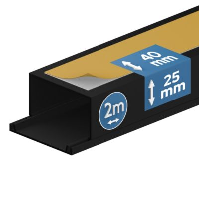 Goulotte électrique PVC autoadhésive 40x25 mm 2 m anthracite EDO