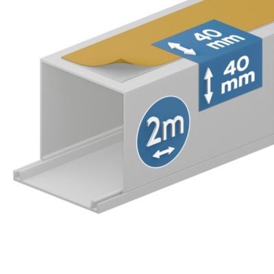 Goulotte électrique PVC autoadhésive 40x40 mm 2 m blanche EDO