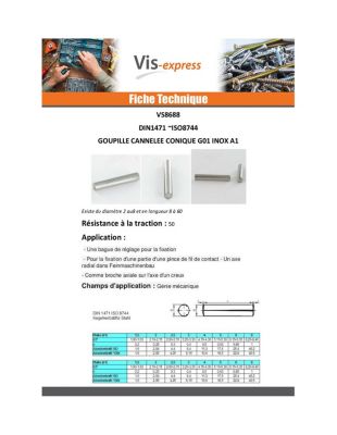 Goupille Conique CAN Inox A1 G01 6X25 - 1 pièce