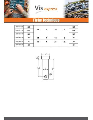 Goupille Tête plate 8X27 Percée 3 Inox A4 - 1 pièce