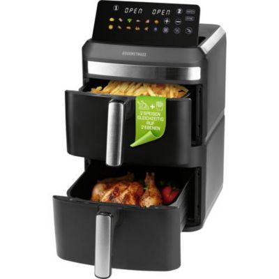 GourmetMaxx 16818 Friteuse à air chaud verticale double chambre 12 L 2800 W noir, acier inoxydable