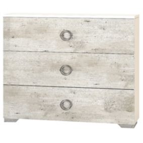 GOYA - Commode 3 Tiroirs avec Poignées Chromées