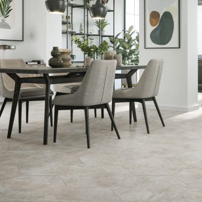 Grès Cérame Premium Format 56x48,5 Intérieur/Extérieur Arlet White Hexagonal Effet Travertin