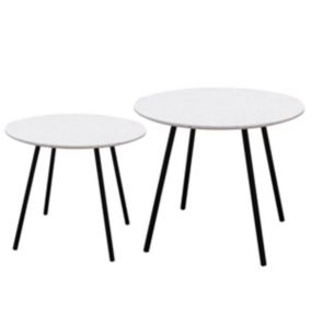 GRACY - Lot de 2 Tables Gigognes Plateaux Effet Granit Blanc