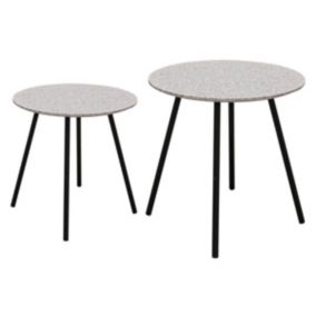 GRACY - Lot de 2 Tables Gigognes Plateaux Effet Granit Gris