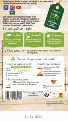 Graines de basilic bio variété "Genovèse" Vilmorin semis de mars à mai
