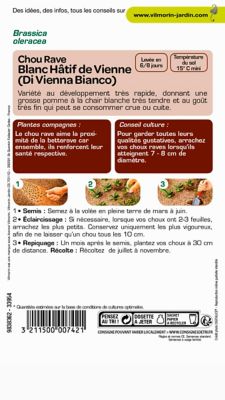 Graines de chou rave variété "Blanc Hâtif de Vienne" Vilmorin semis de mars à juin