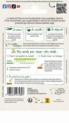 Graines de ciboule variété "Chine Kobold" Vilmorin semis de février à mai et de septembre à octobre