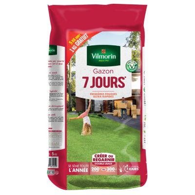 Graines de gazon 7 jours pousse rapide Vilmorin 5kg