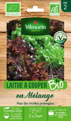 Graines de laitue bio variété "En mélange" Vilmorin semis de janvier à juillet