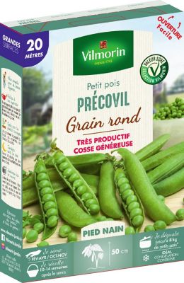 Graines de petit pois variété "Précovil" Vilmorin semis de février à avril et d'octobre à novembre