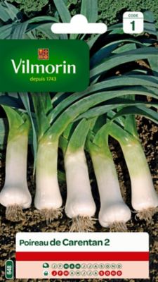 Graines de poireau variété "Carentan 2" Vilmorin semis de mars à mai