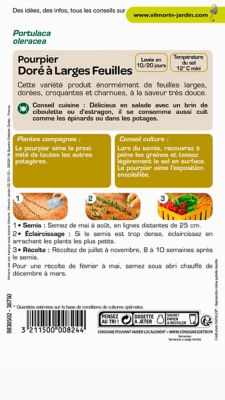 Graines de pourpier variété "Doré à larges feuilles" Vilmorin semis de décembre à mars et de mai à août