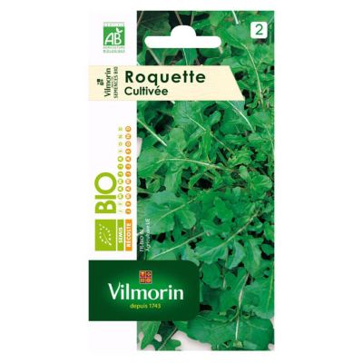 Graines de roquette bio variété "Cultivée" Vilmorin semis de mars à août