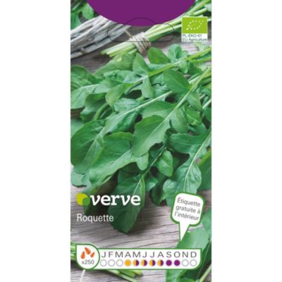 Graines de roquette bio variété "Roquette" Verve semis d'avril à août