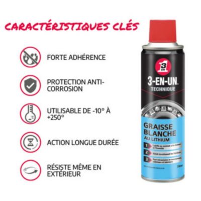 Graisse Blanche au Lithium 3-EN-UN TECHNIQUE 250ml