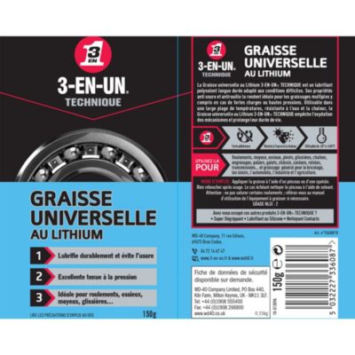 Graisse Universelle au Lithium 3-EN-UN TECHNIQUE Tube 150g
