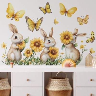 Sticker Mural Lapin Ballon - Décoration Chambre Bébé Et Enfant 67x56cm